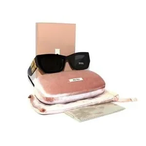 Miu Miu Sunglasses MU 09WS 1ABS0 Black Gold Dark Grey Lens Women Authentic Miu Miu | Accessories | Miu Miu Sunglasses Mu 9ws Abs0 Black  main image 2